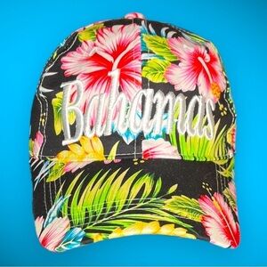 Unisex Embroidered “Bahamas” Tropical Floral Adjustable Hat Cap OSFM